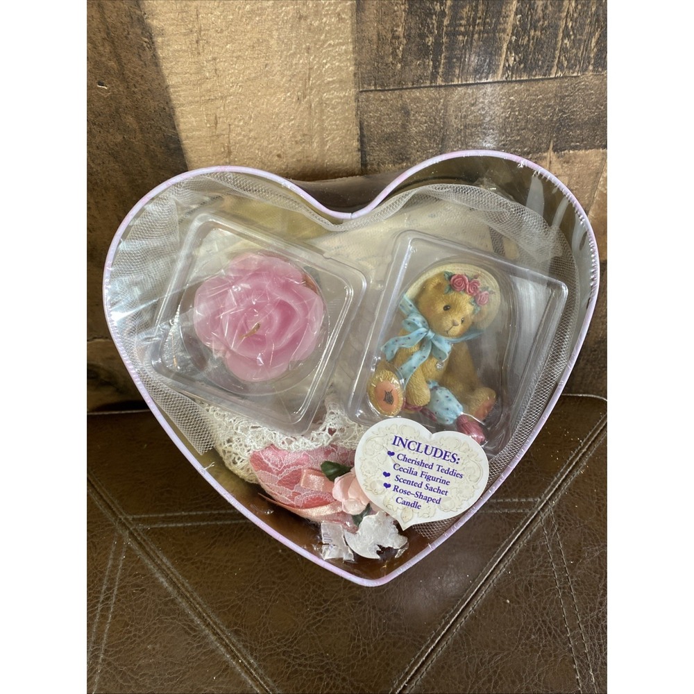 Enesco‎ Cherished Teddies Cecilia You Pull My Heartstrings Candle Tin Sachet Vtg